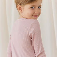 Organic Cotton Modal Long Sleeve Henley - Rose Smoke Childrens Top from Jamie Kay USA