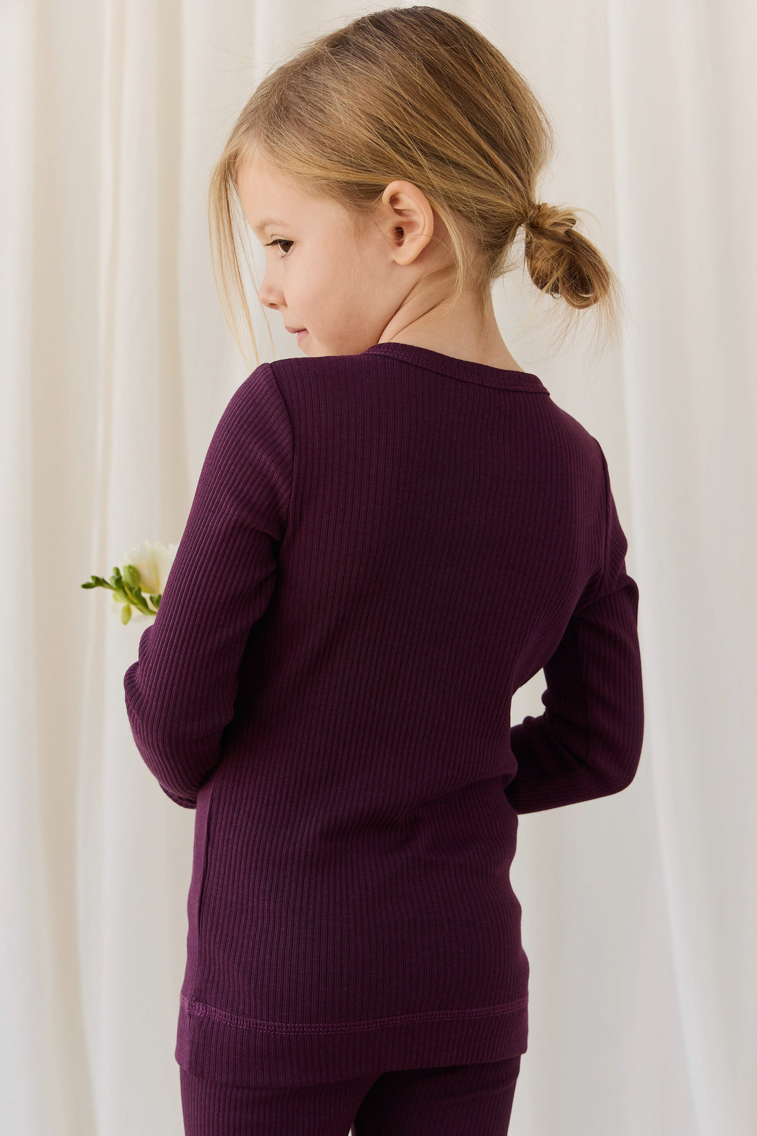 Organic Cotton Modal Long Sleeve Henley - Fig Childrens Top from Jamie Kay USA