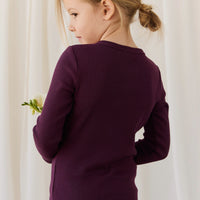Organic Cotton Modal Long Sleeve Henley - Fig Childrens Top from Jamie Kay USA