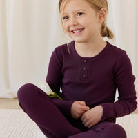 Organic Cotton Modal Long Sleeve Henley - Fig Childrens Top from Jamie Kay USA