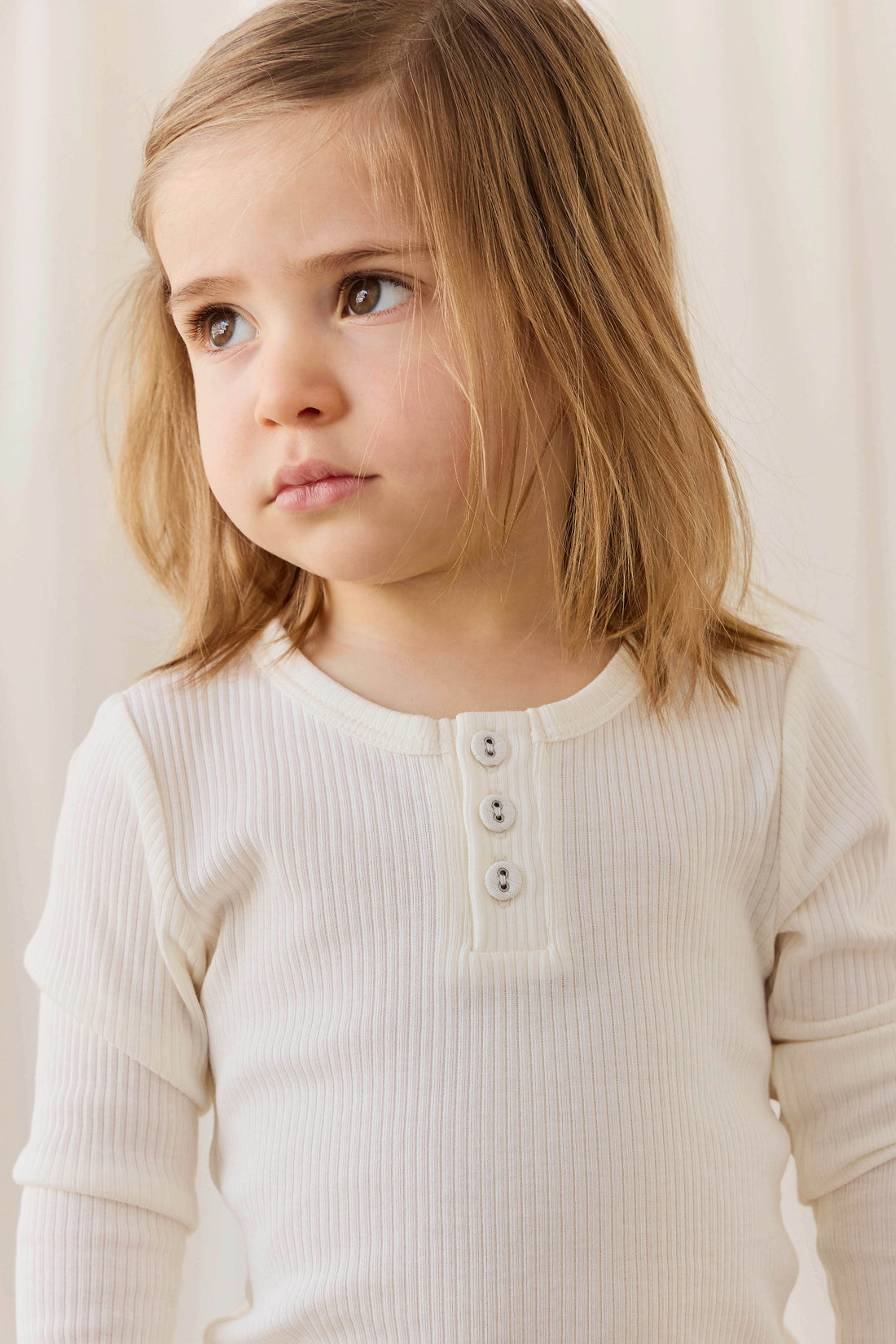 Organic Cotton Modal Long Sleeve Henley - Milk Childrens Top from Jamie Kay USA
