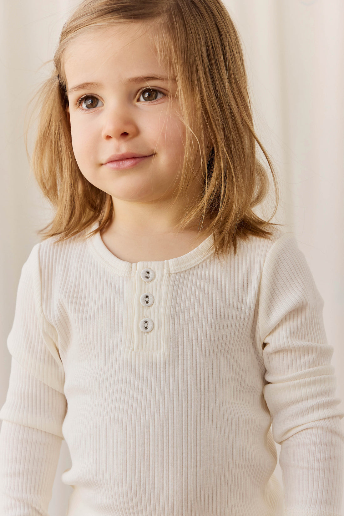 Organic Cotton Modal Long Sleeve Henley - Milk Childrens Top from Jamie Kay USA