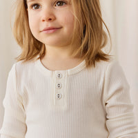 Organic Cotton Modal Long Sleeve Henley - Milk Childrens Top from Jamie Kay USA