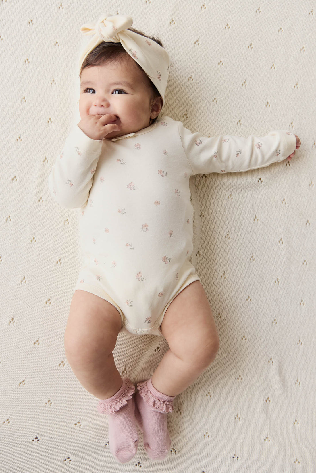 Organic Cotton Long Sleeve Bodysuit - Meredith Egret Childrens Bodysuit from Jamie Kay USA