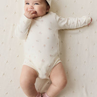 Organic Cotton Long Sleeve Bodysuit - Meredith Egret Childrens Bodysuit from Jamie Kay USA