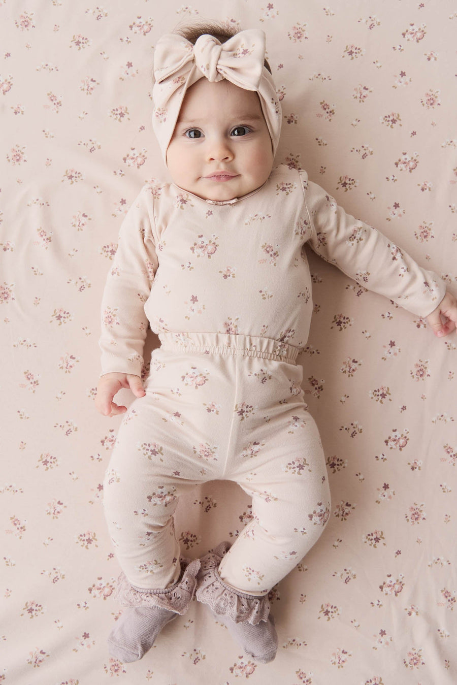 Organic Cotton Everyday Legging - Petite Fleur Soft Peony Childrens Legging from Jamie Kay USA