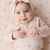 Organic Cotton Long Sleeve Bodysuit - Petite Fleur Soft Peony Childrens Bodysuit from Jamie Kay USA