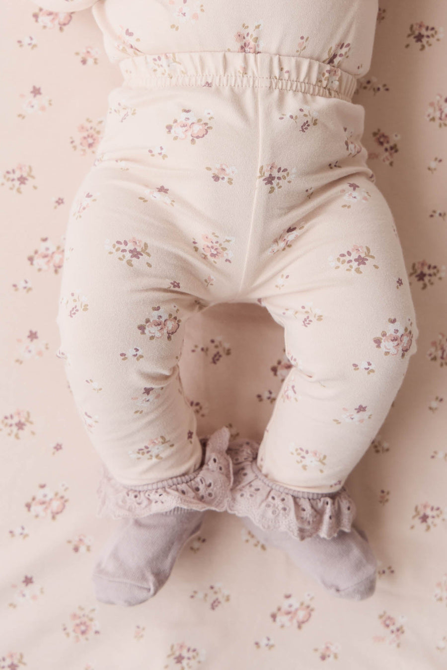 Organic Cotton Everyday Legging - Petite Fleur Soft Peony Childrens Legging from Jamie Kay USA