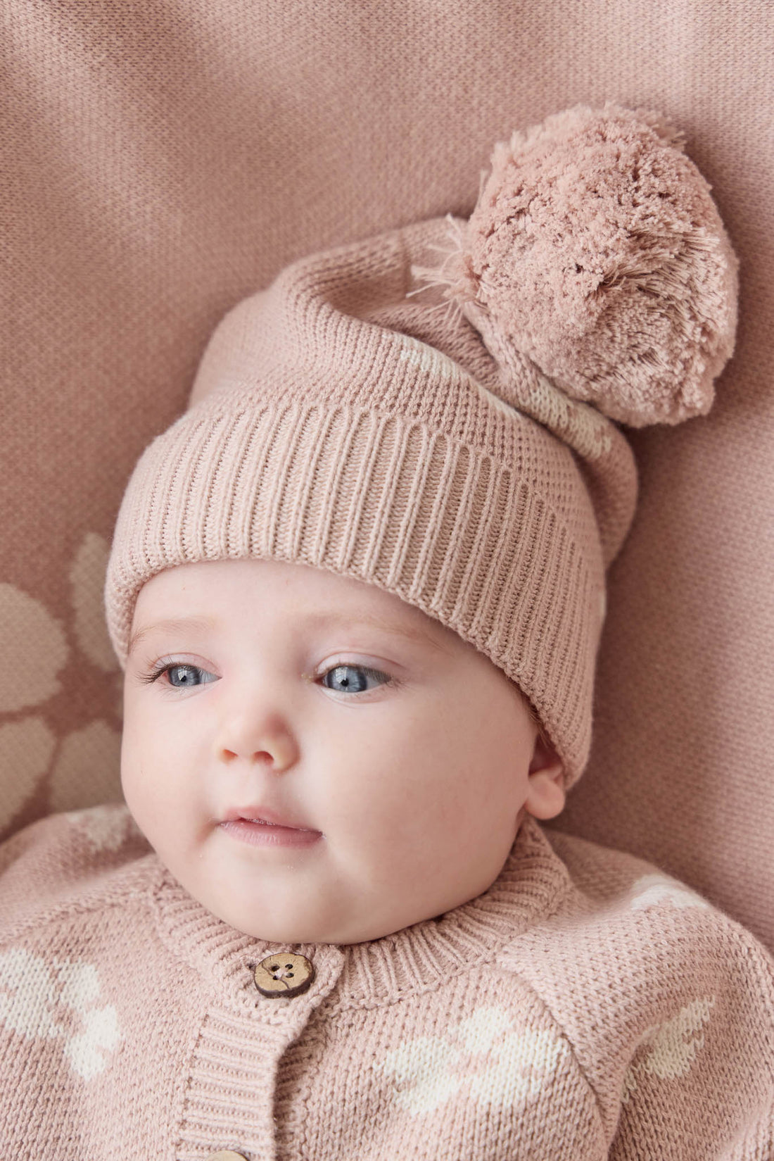 Addison Beanie - Frankie Knit Rose Childrens Beanie from Jamie Kay USA