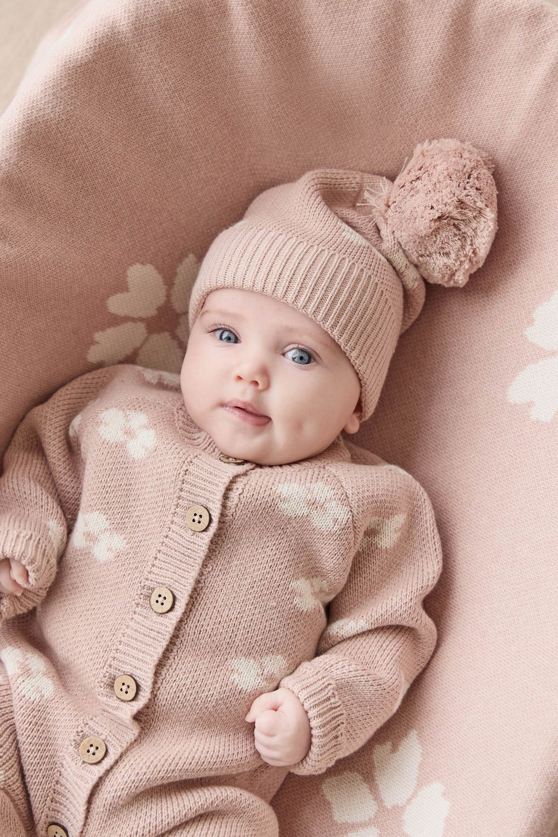 Addison Beanie - Frankie Knit Rose Childrens Beanie from Jamie Kay USA