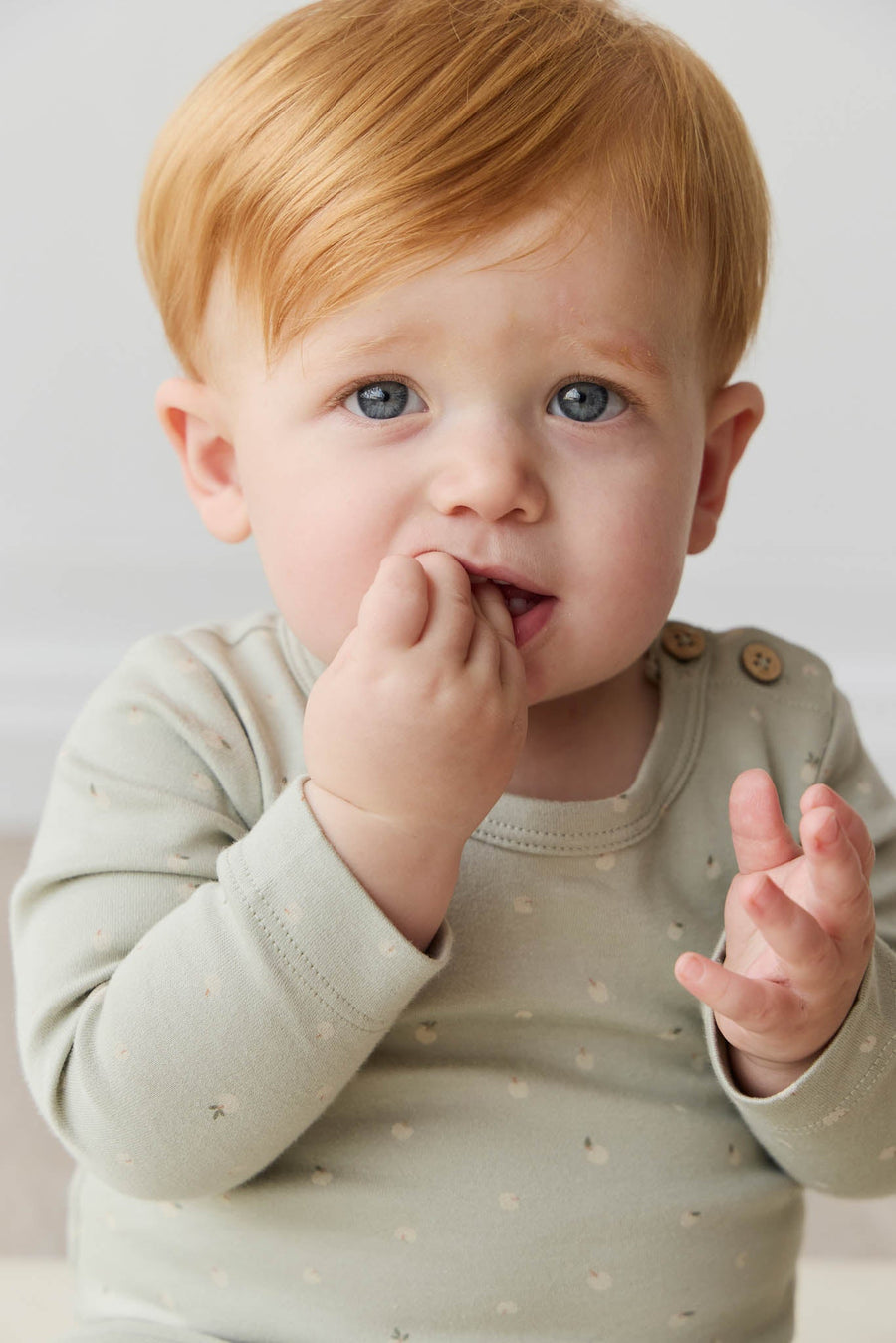 Organic Cotton Fernley Bodysuit - Fresh Apples Abbey Stone Childrens Bodysuit from Jamie Kay USA