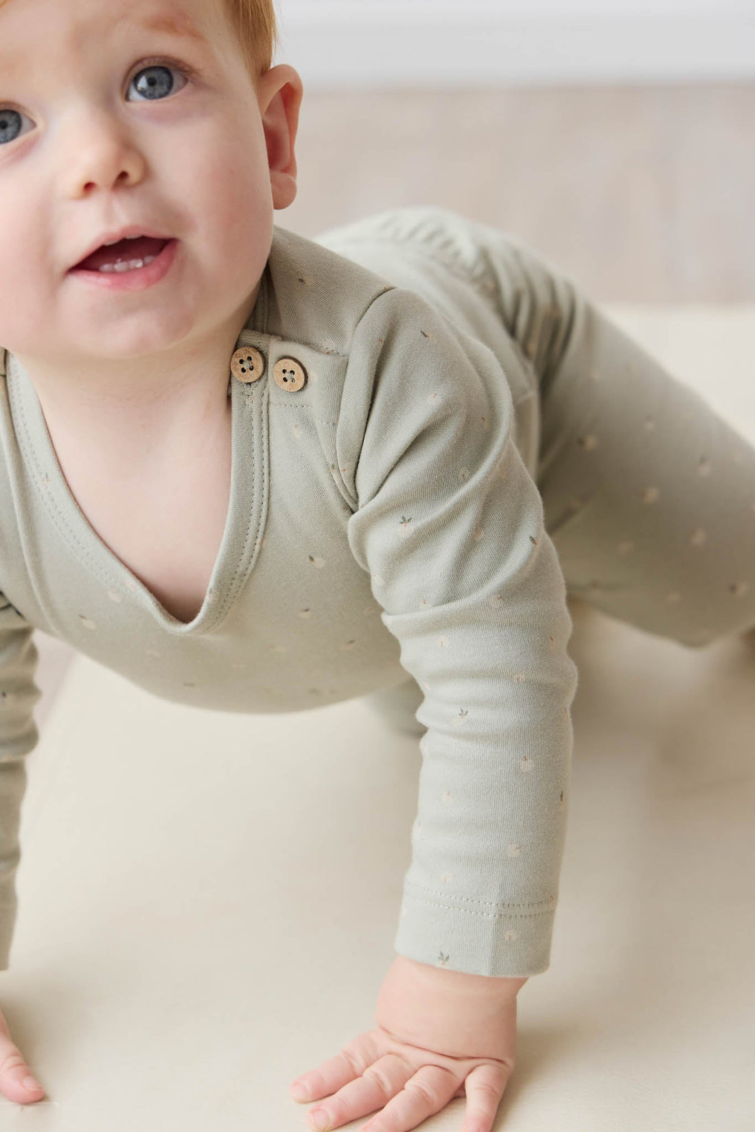 Organic Cotton Fernley Bodysuit - Fresh Apples Abbey Stone Childrens Bodysuit from Jamie Kay USA