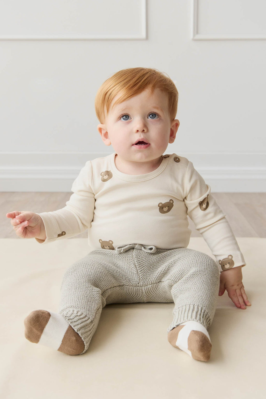 Organic Cotton Fernley Bodysuit - Bobbie Bear Tofu Childrens Bodysuit from Jamie Kay USA