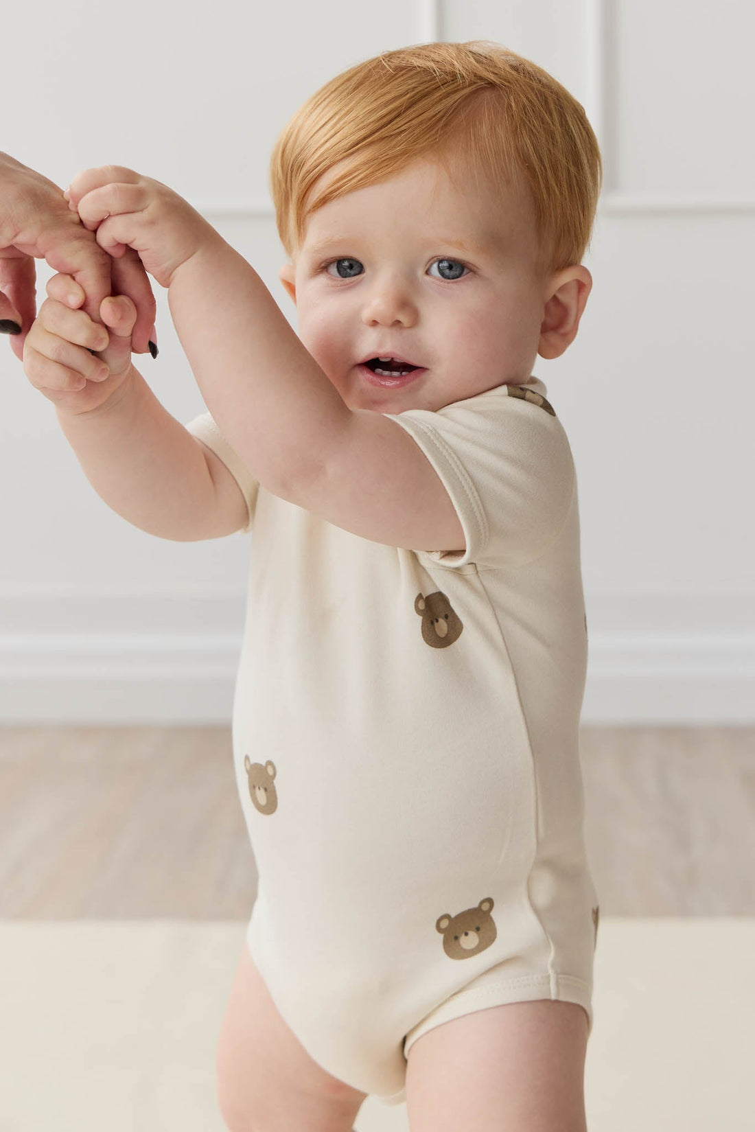 Organic Cotton Hudson Short Sleeve Bodysuit - Bobbie Bear Tofu Childrens Bodysuit from Jamie Kay USA