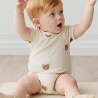 Organic Cotton Hudson Short Sleeve Bodysuit - Bobbie Bear Tofu Childrens Bodysuit from Jamie Kay USA