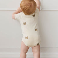 Organic Cotton Hudson Short Sleeve Bodysuit - Bobbie Bear Tofu Childrens Bodysuit from Jamie Kay USA