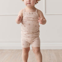 Organic Cotton Everyday Bike Short - Petite Fleur Soft Peony Childrens Short from Jamie Kay USA