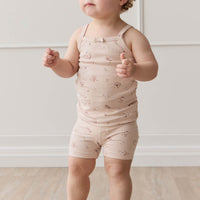 Organic Cotton Everyday Bike Short - Petite Fleur Soft Peony Childrens Short from Jamie Kay USA