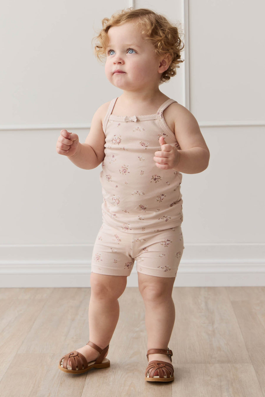 Organic Cotton Everyday Bike Short - Petite Fleur Soft Peony Childrens Short from Jamie Kay USA