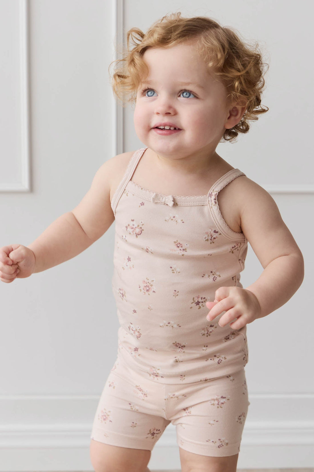 Organic Cotton Singlet - Petite Fleur Soft Peony Childrens Singlet from Jamie Kay USA