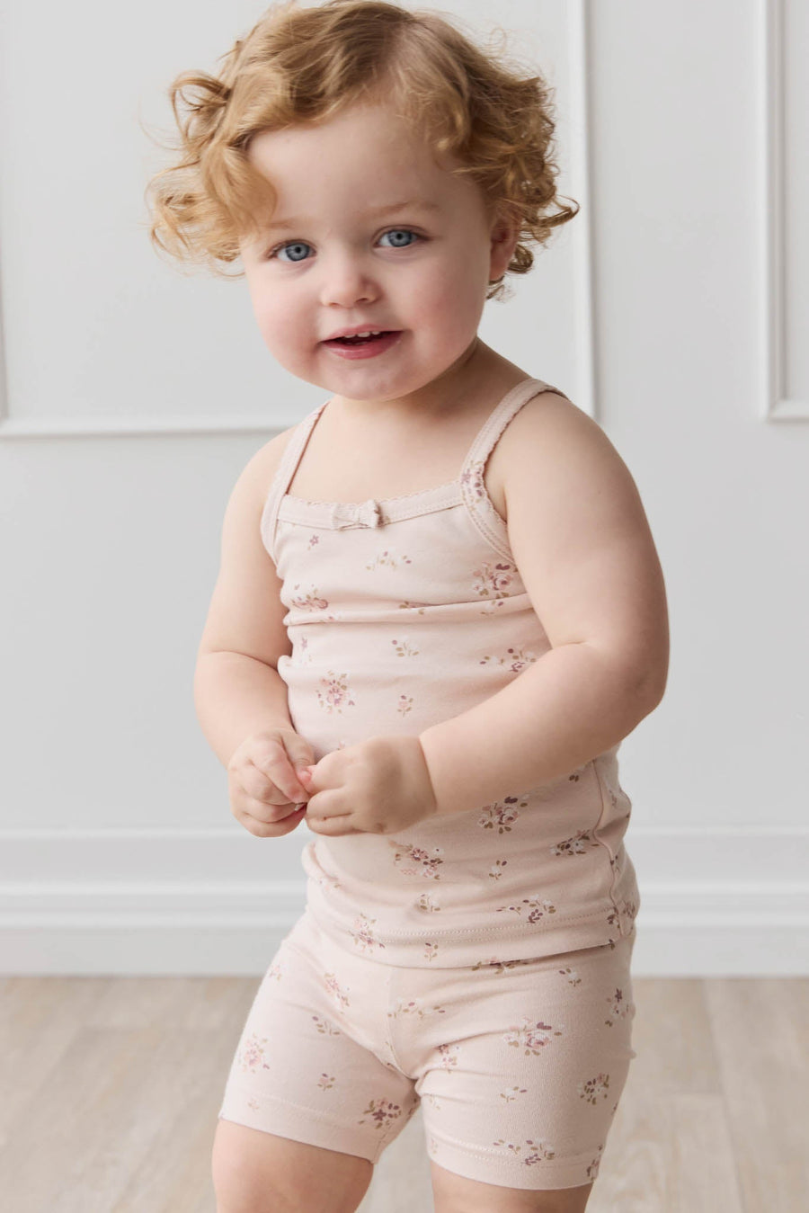 Organic Cotton Everyday Bike Short - Petite Fleur Soft Peony Childrens Short from Jamie Kay USA