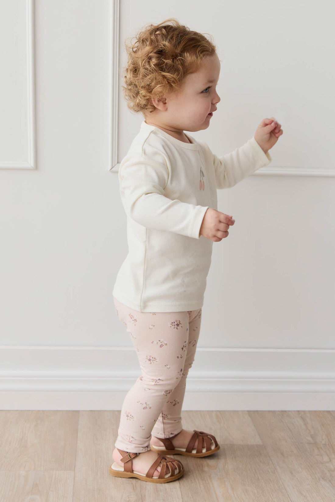 Organic Cotton Everyday Legging - Petite Fleur Soft Peony Childrens Legging from Jamie Kay USA