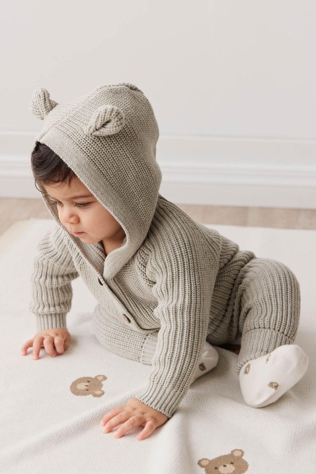 Bear Knit Onepiece - Moss Marle Childrens Onepiece from Jamie Kay USA