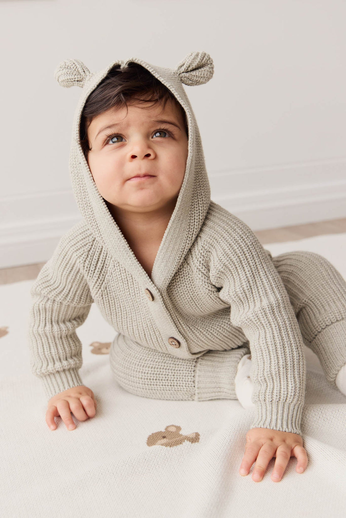 Bear Knit Onepiece - Moss Marle Childrens Onepiece from Jamie Kay USA