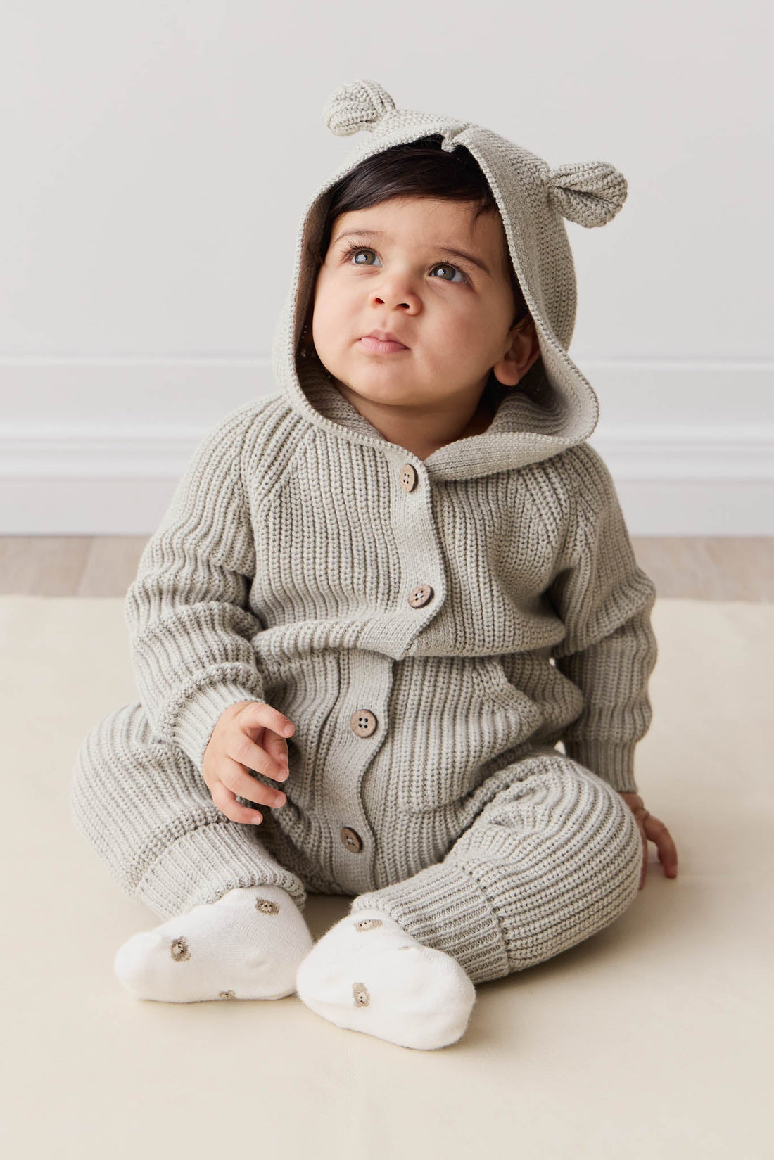 Bear Knit Onepiece - Moss Marle Childrens Onepiece from Jamie Kay USA