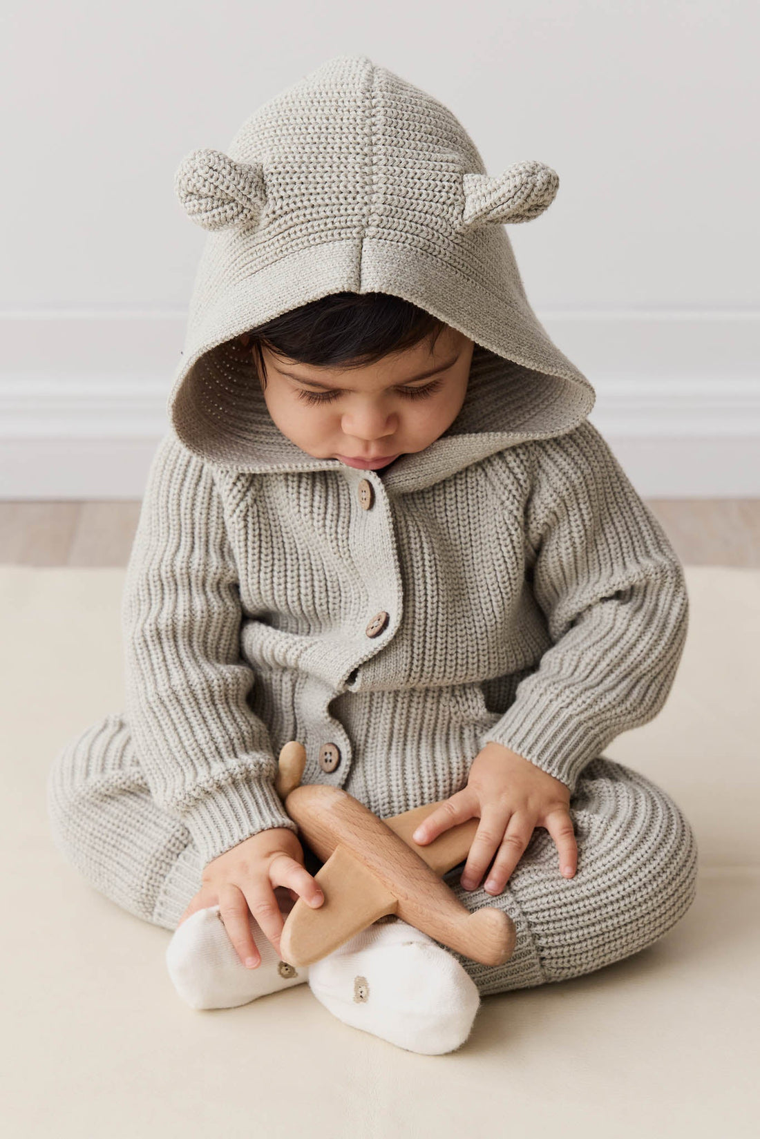 Bear Knit Onepiece - Moss Marle Childrens Onepiece from Jamie Kay USA