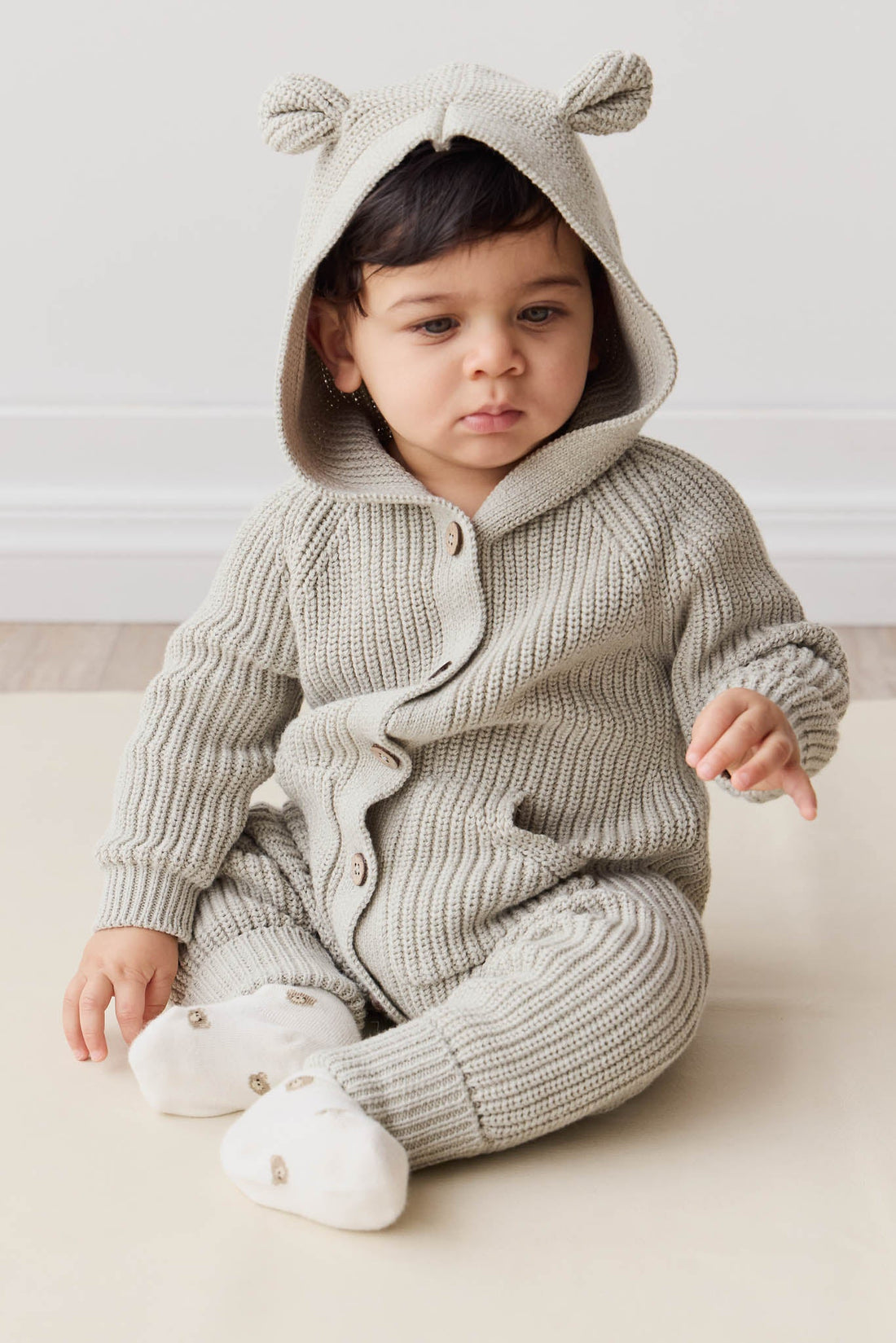 Bear Knit Onepiece - Moss Marle Childrens Onepiece from Jamie Kay USA