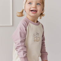 Organic Cotton Tao Sweatshirt - Parchment Kitty Teacup Lilac Childrens Top from Jamie Kay USA