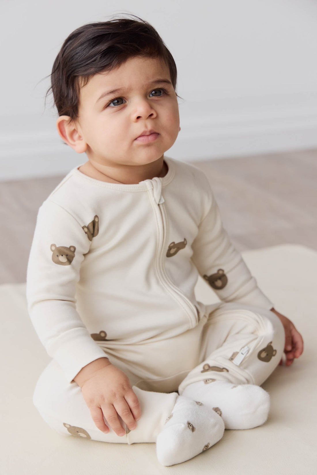 Organic Cotton Reese Onepiece - Bobbie Bear Tofu Childrens Onepiece from Jamie Kay USA