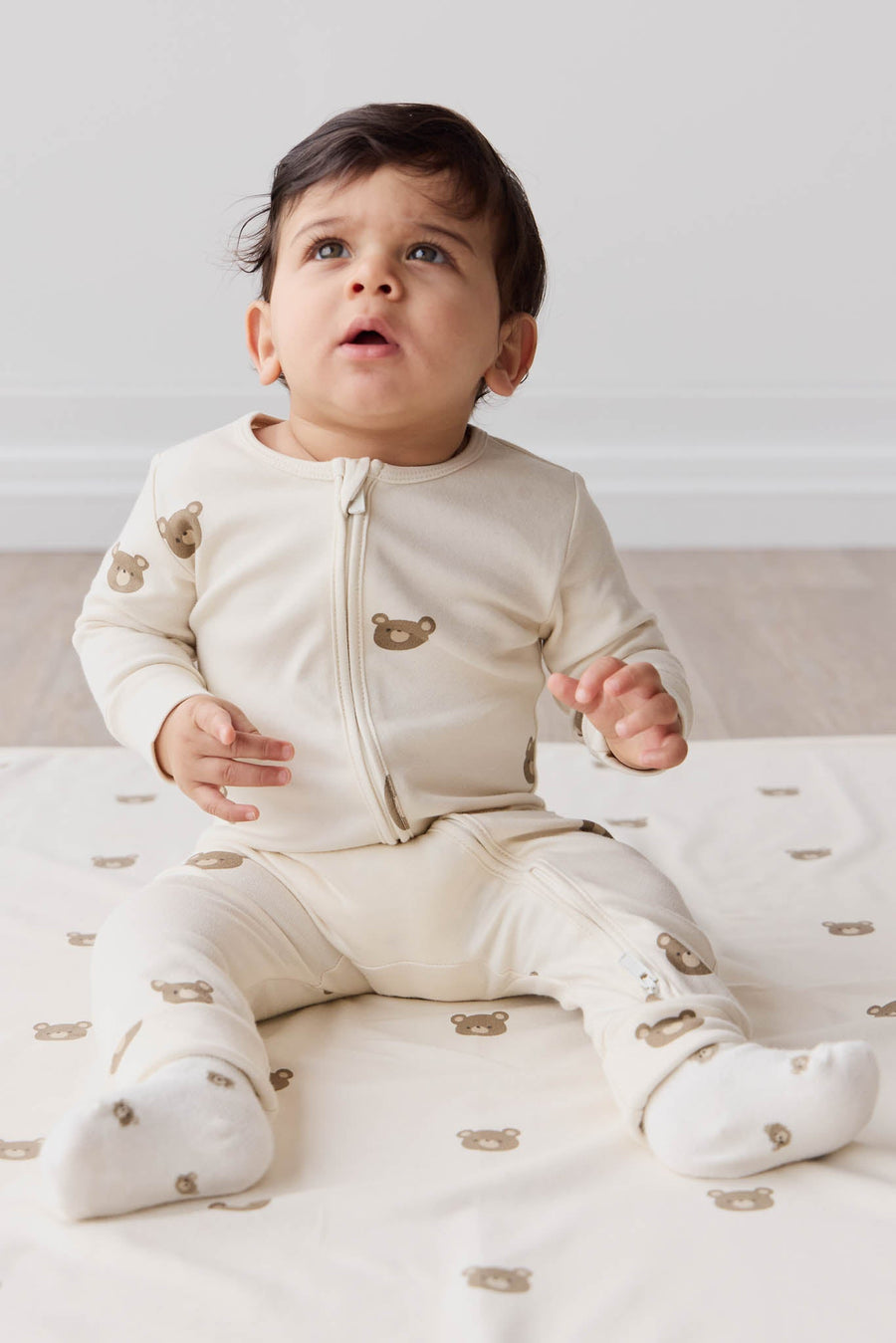 Organic Cotton Reese Onepiece - Bobbie Bear Tofu Childrens Onepiece from Jamie Kay USA