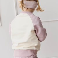 Organic Cotton Tao Sweatshirt - Parchment Kitty Teacup Lilac Childrens Top from Jamie Kay USA