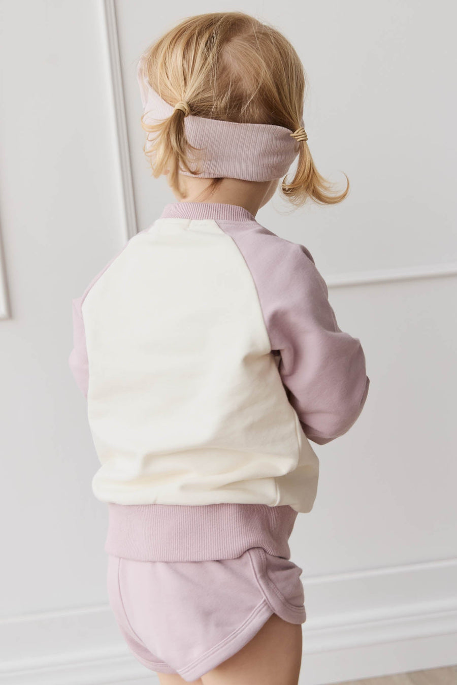 Organic Cotton Tao Sweatshirt - Parchment Kitty Teacup Lilac Childrens Top from Jamie Kay USA