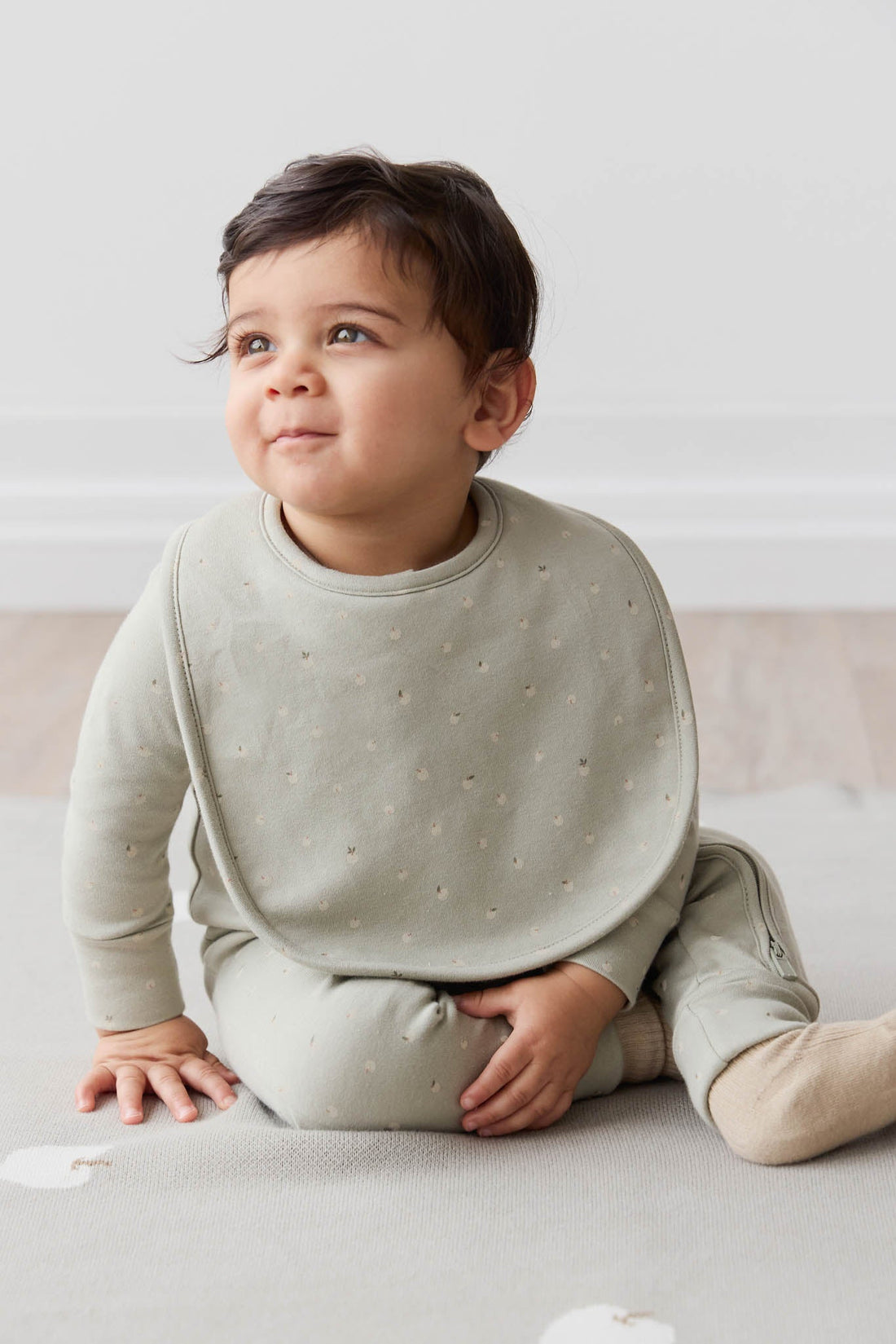 Organic Cotton Bib - Fresh Apples Abbey Stone Childrens Bib from Jamie Kay USA