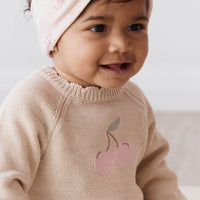 Audrey Jumper - Oatmeal Marle Cherry Love Childrens Jumper from Jamie Kay USA