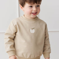 Organic Cotton Jalen Oversized Jumper - Biscuit Fresh Apple Childrens Sweatshirting from Jamie Kay USA