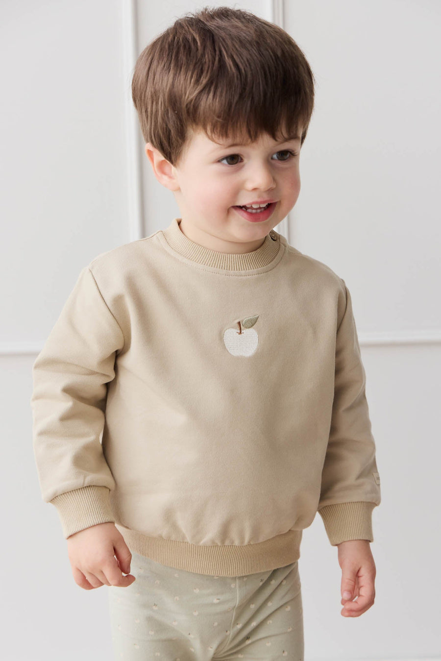 Organic Cotton Jalen Oversized Jumper - Biscuit Fresh Apple Childrens Sweatshirting from Jamie Kay USA