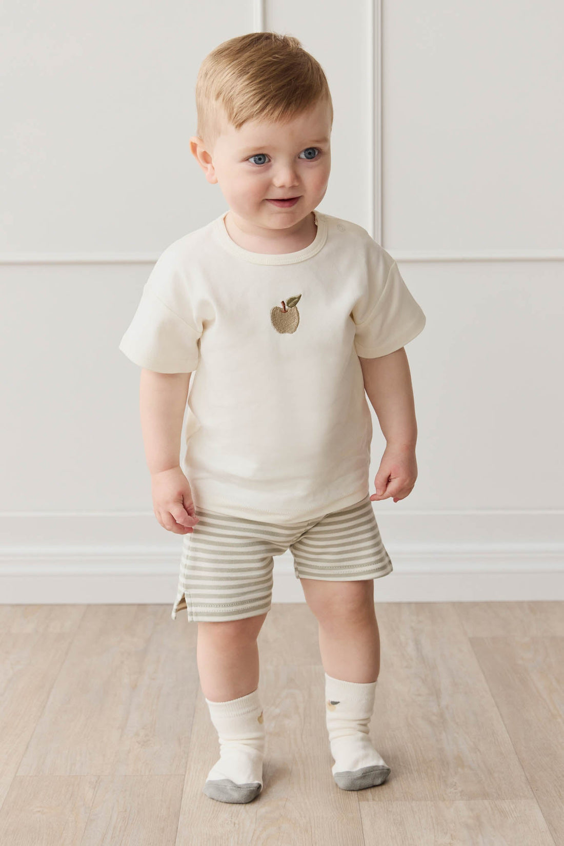 Pima Cotton Hunter Tee - Parchment Fresh Apple Childrens Top from Jamie Kay USA