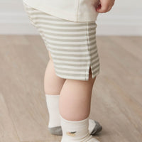 Pima Cotton Marley Short - Narrow Stripe Moss/Cloud Childrens Short from Jamie Kay USA