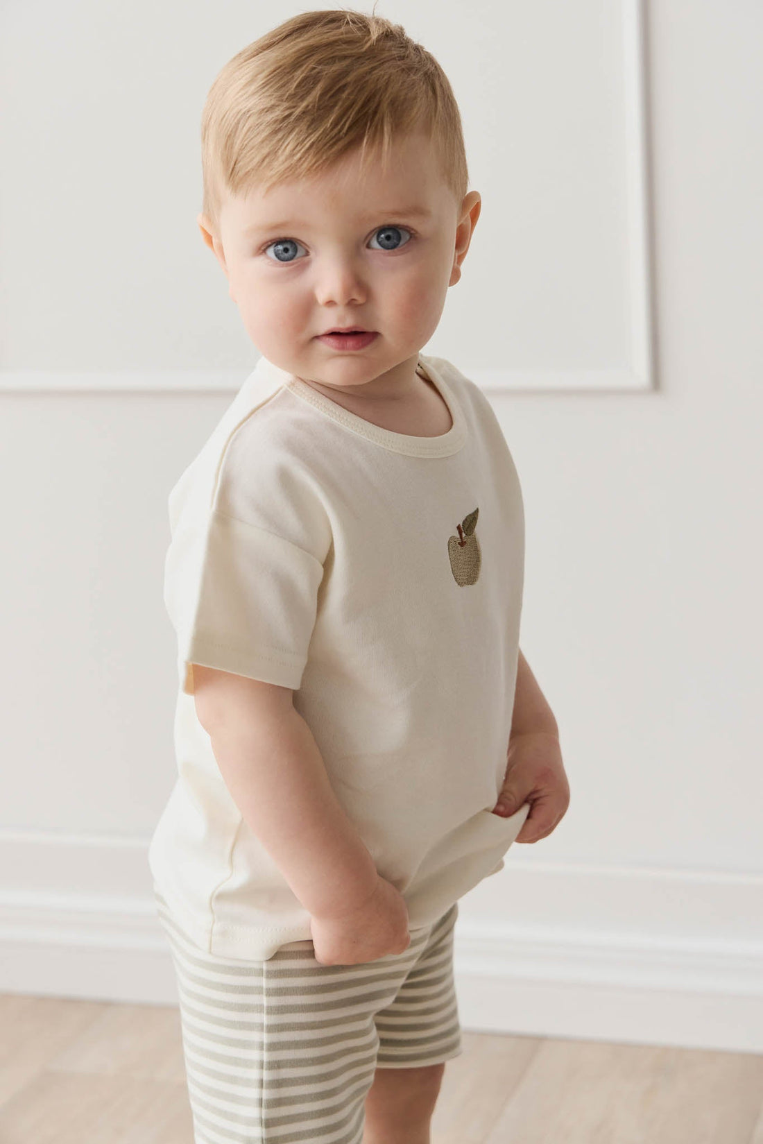 Pima Cotton Hunter Tee - Parchment Fresh Apple Childrens Top from Jamie Kay USA