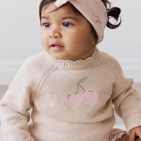 Audrey Jumper - Oatmeal Marle Cherry Love Childrens Jumper from Jamie Kay USA