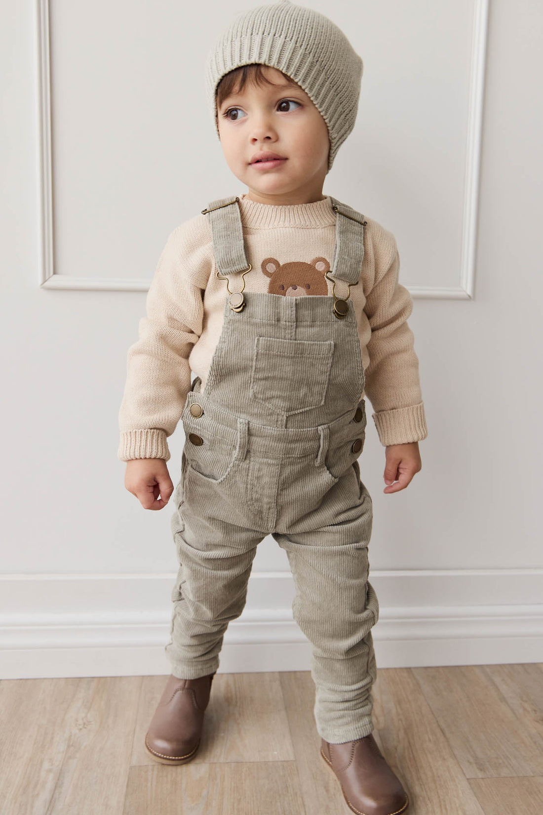 Leon Jumper - Oatmeal Marle Jacquard Bobbie Bear Childrens Jumper from Jamie Kay USA