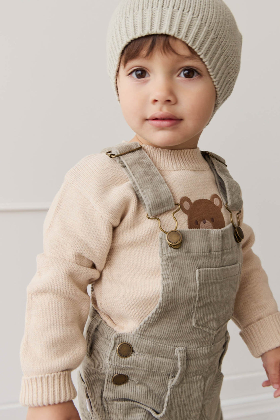 Leon Jumper - Oatmeal Marle Jacquard Bobbie Bear Childrens Jumper from Jamie Kay USA