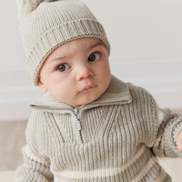 Jack Zip Jumper - Moss Marle Stripe Childrens Jumper from Jamie Kay USA