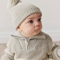 Jack Zip Jumper - Moss Marle Stripe Childrens Jumper from Jamie Kay USA