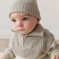 Jack Zip Jumper - Moss Marle Stripe Childrens Jumper from Jamie Kay USA