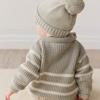 Jack Zip Jumper - Moss Marle Stripe Childrens Jumper from Jamie Kay USA